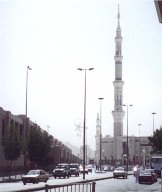 facing the Prophet's mosque, the walls of Janatul Baqi to your left. March 2000.(pic. by me)