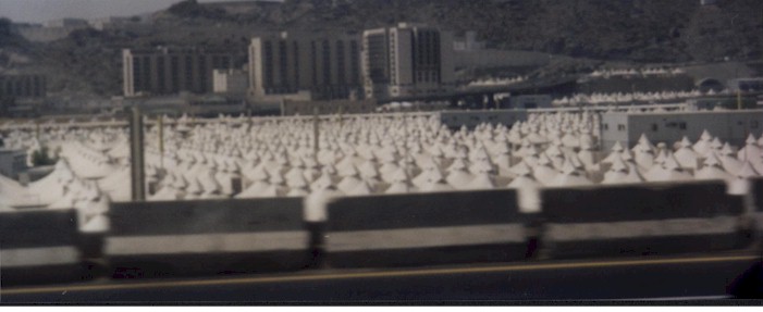 one of the many tent areas in Mina, March 2000. (source - Kalam Khan)